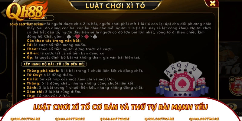 Luật chơi xì tố cơ bản và thứ tự bài mạnh yếu